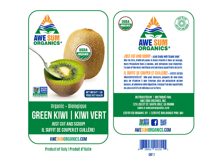 Awe Sum Organics Kiwifruit Packaging Art